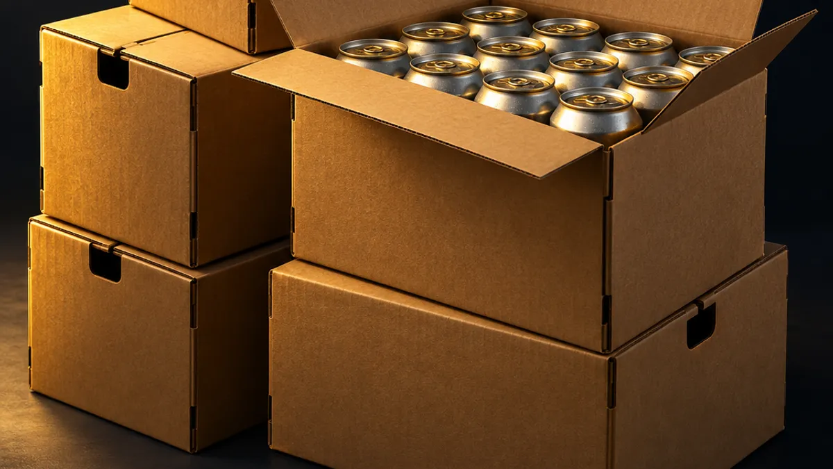 Stacked beer cartons for a party